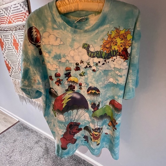 Tops Vintage Grateful Dead Rich Genrich Liquid Blue Bear Tie